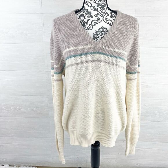 Christian Dior Monsieur Vintage Striped V-Neck Knit Sweater - Picture 1 of 7
